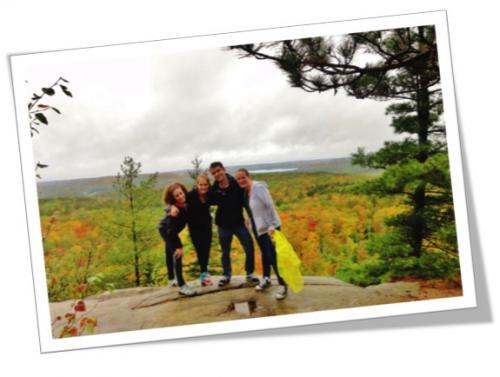 Students with a forest in the background